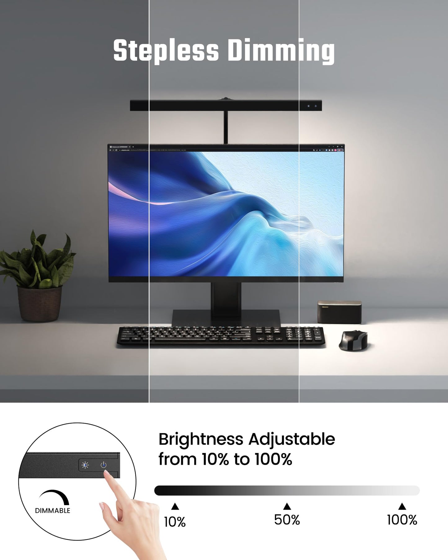 Rynx | Superdanny LED Desk Lamp, Adjustable Goose Neck, 12W Touch Control, Eye-Friendly Black Clip Light