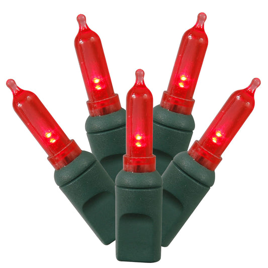 Rynx | Vickerman 100 Red Italian Led Single Mold Light, Green Wire, 34' Christmas Lights Strand