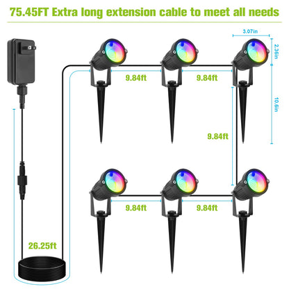 Rynx | Volisun Christmas spotlights - 16 color-changing waterproof uplights, 6 packs for garden/farm