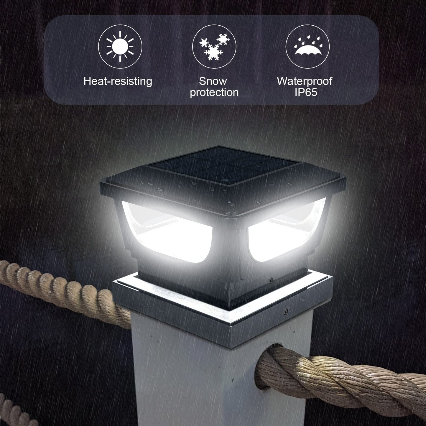 Rynx | Sumaote Solar Post Light Outdoor, Ip65 Waterproof, 4 Pack, For 4X4/3X3 Supports, White