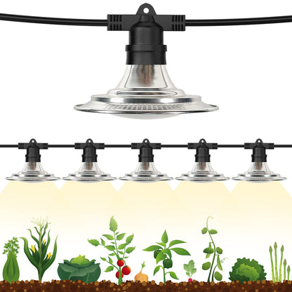 Rynx | 6-bulb outdoor LED grow lights, full spectrum waterproof light string for greenhouse