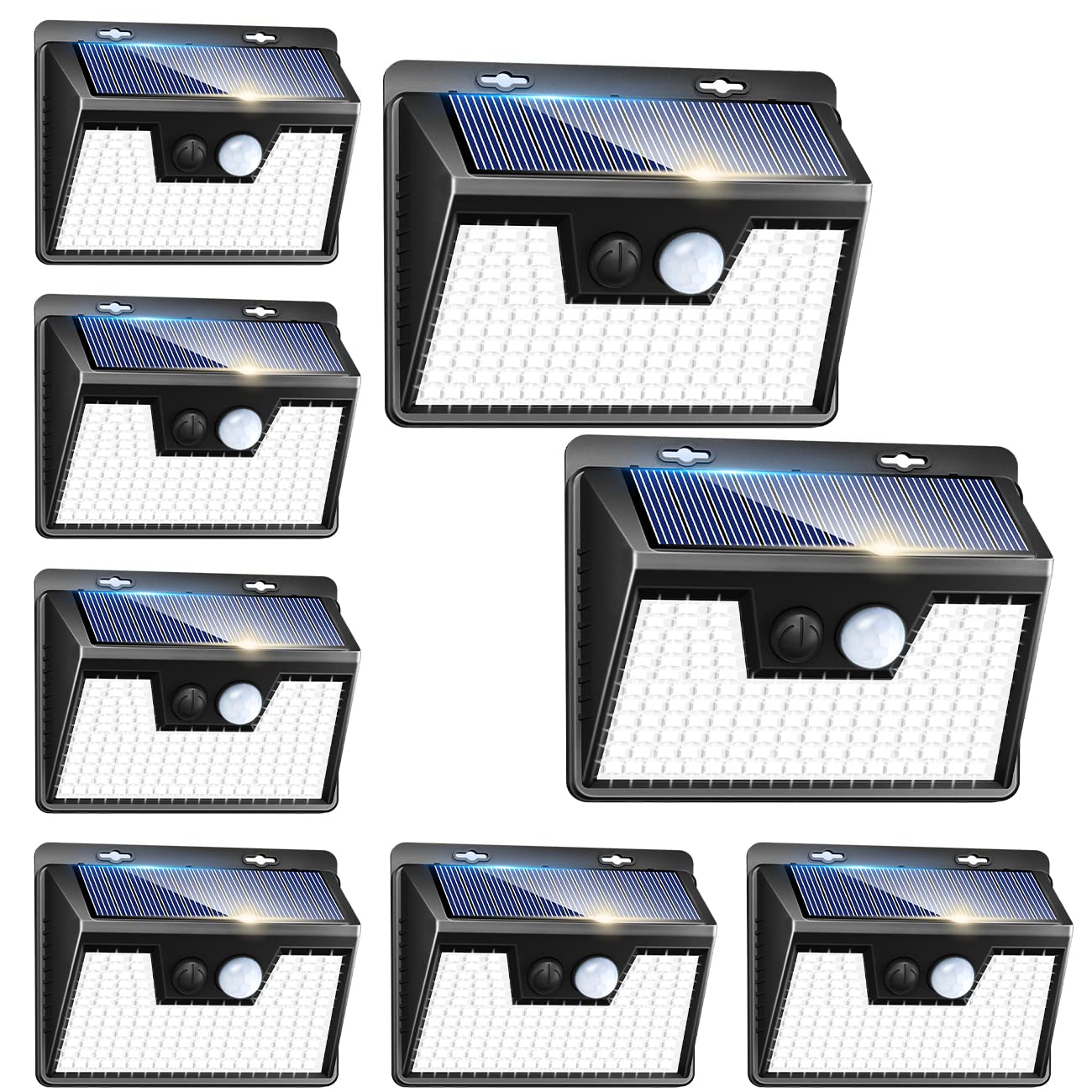 Rynx | Peasur 140 Led Solar Powered Motion Sensor Light, 8 Pack, Ip65 Waterproof For Outdoor Use