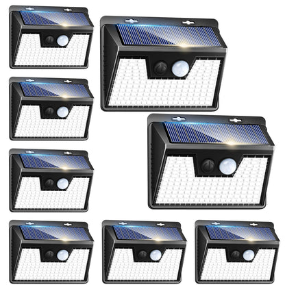 Rynx | Peasur 140 Led Solar Powered Motion Sensor Light, 8 Pack, Ip65 Waterproof For Outdoor Use