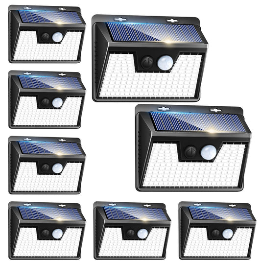 Rynx | Peasur 140 Led Solar Powered Motion Sensor Light, 8 Pack, Ip65 Waterproof For Outdoor Use