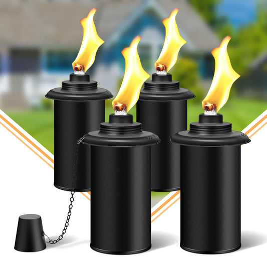 Rynx | Fan-Torches 4 Pack Refillable Torch Holders, 16Oz Citronella Fuel For Outdoor Parties