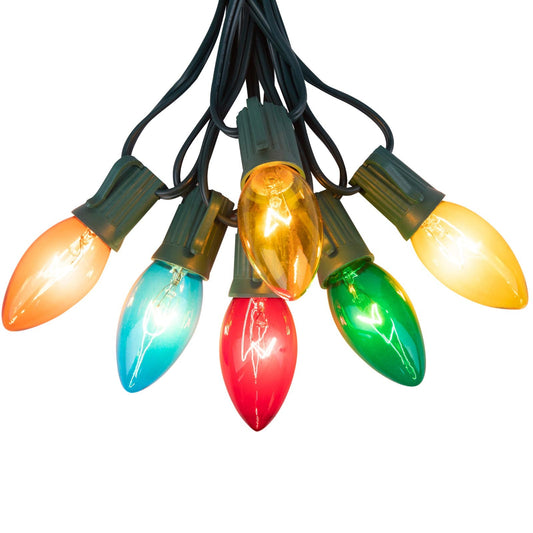 Rynx | Minetom C9 String Light 100Ft Multicolored Outdoor Christmas Lights Green Wire E17 Base