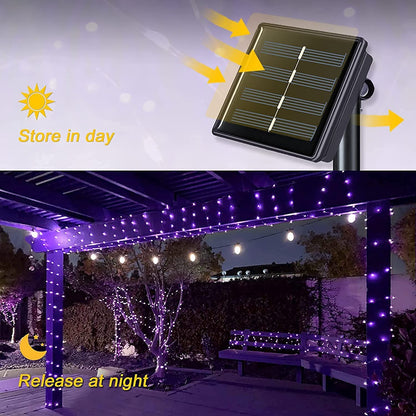 Rynx | Jmexsuss 2 Pack Purple Solar Christmas Lights, 200 Led Copper Wire Fairy Lights, 8 Modes