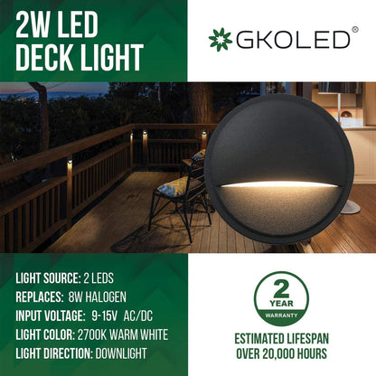 Rynx | Gkoled 12V Low Voltage Deck Posts Lamps - Led Stair Risers Lighting, 6-Pack, Black Aluminum Finish