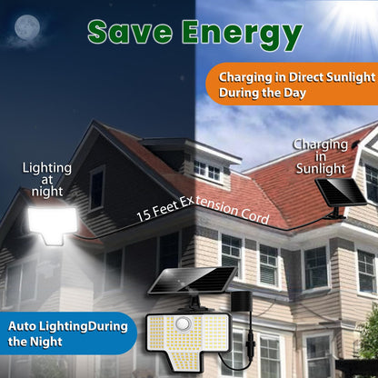 Rynx | Ameritop Solar Light Outdoor, 2 Pack, 189 Led, Motion Sensor, Ip65 Waterproof, 270° Lighting