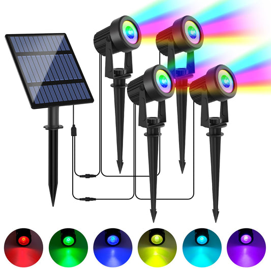 Rynx | Linqelly Rgb Spotlights Outdoor 4 Pack Color Changing Landscape Spotlights Ip65 Waterproof Spot Lights Christmas Decorative Lighting For Garden Patio Lawn Pathway