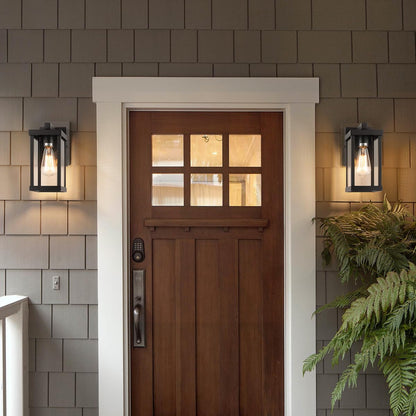 Rynx | Mirrea 11" Matte Black Outdoor Wall Lamp, Waterproof Rectangular Metal Frame, Pack of 2