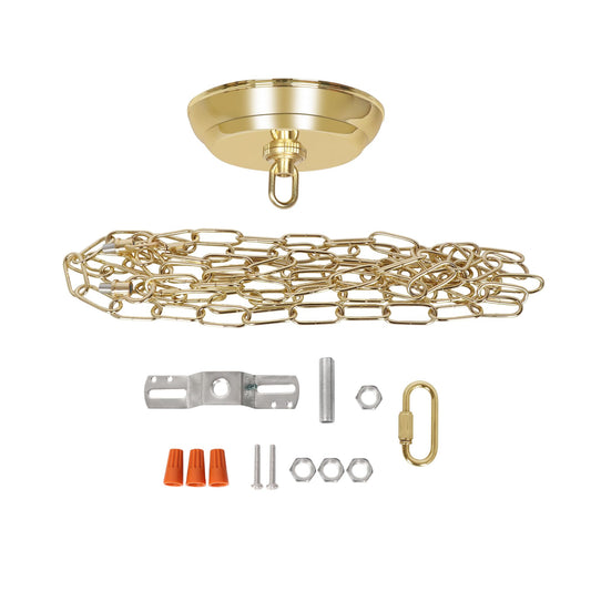 Rynx | Eumyviv 10Ft Heavy Duty Gold Chain & 5" Canopy Set For Hanging Pendant Lighting