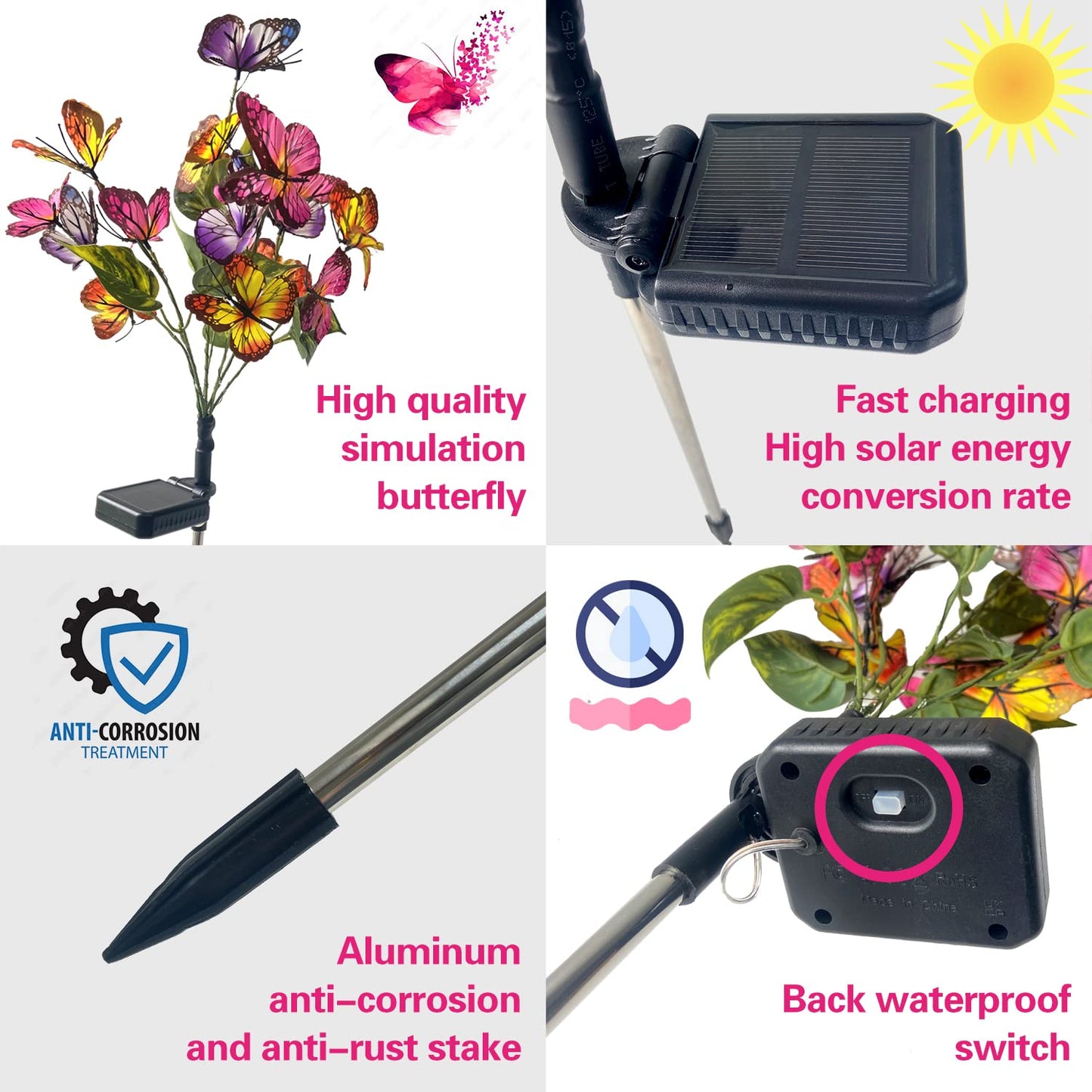 Rynx | Igrark Solar Butterfly Lights - 2 Pack Outdoor Decorative Solar Stake Lights For Garden Path