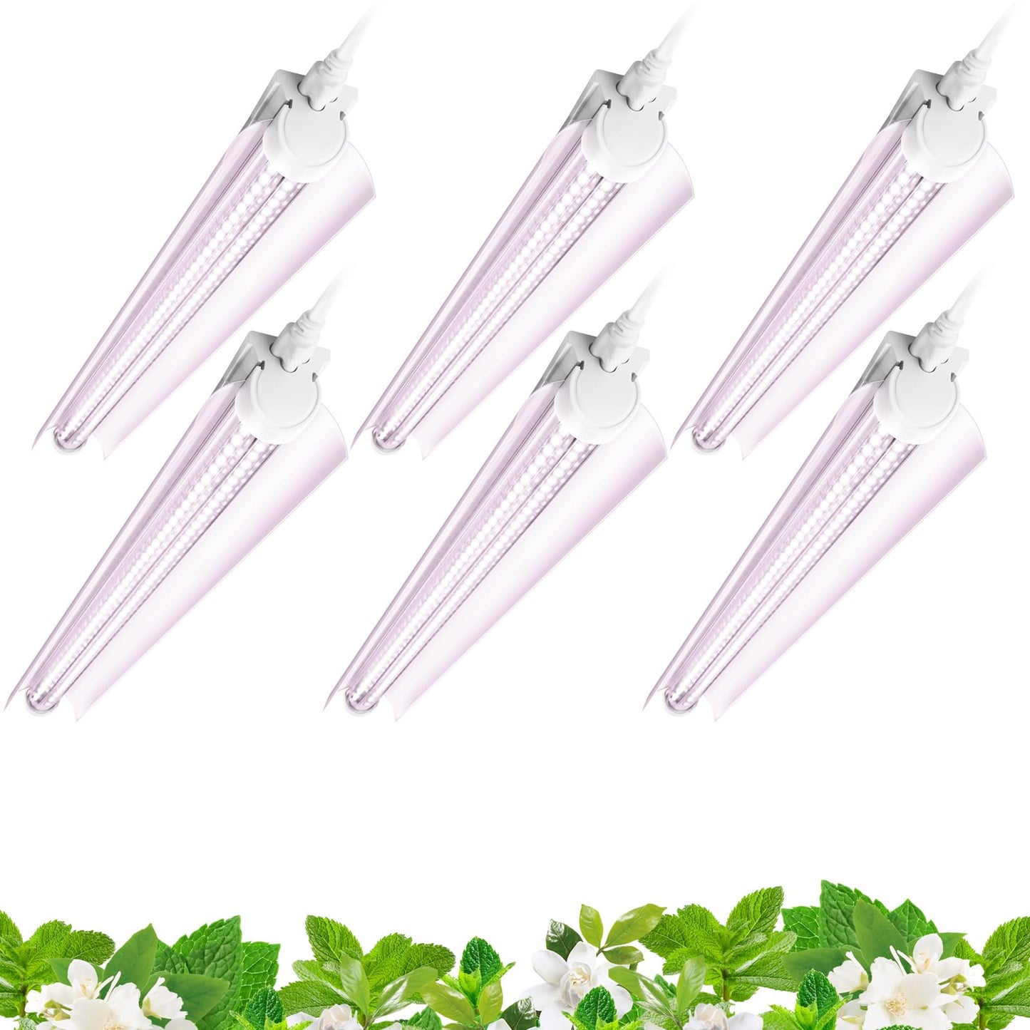 Rynx | Barrina 2Ft Full Spectrum Led Grow Light, 144W, V-shaped Reflector, 6-Pack For Indoor Plants