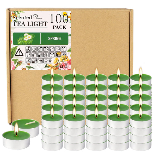 Rynx | 100 Pack Scented Tealight Candles 4 Hours, Our Aromatherapy Candles For Our Homes, Wedding Holiday And Emergency (Dark Green)