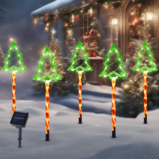 Rynx | Solas Christmas Path Light Outdoor Decorations, 8 Modes Christmas TREE Candy Lights Waterproof LED Garden Stake Light For Walkway