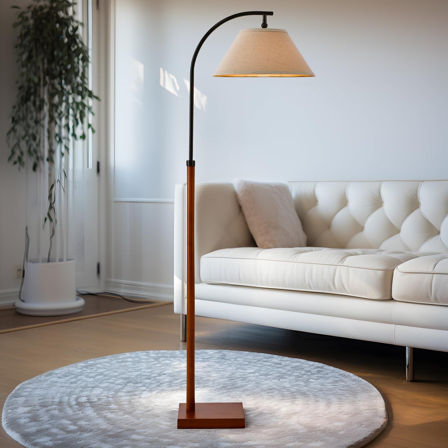 Rynx | G-Safava 63" Black Arc Floor Lamp with Foot Switch for Living Room & Bedroom Lighting