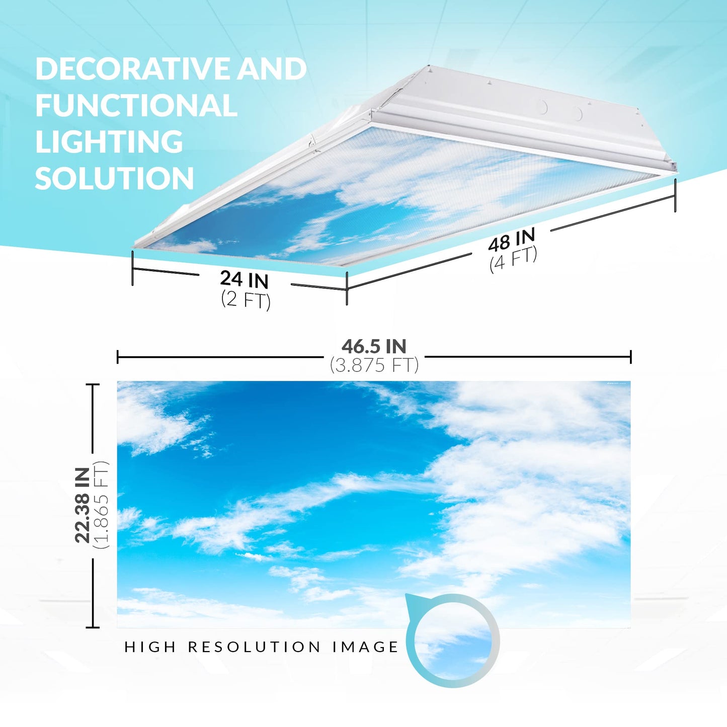 Rynx | Octo Lights Fluorescent Light Covers 2X4 - Cloud 010, Backlit Film, Headache Relief