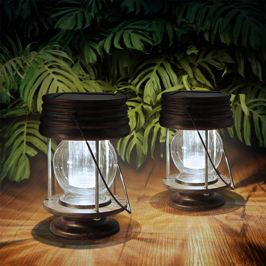 Rynx | Pearlstar Solar Lanterns Outdoor Hanging Solar Light with Handle for Path Garden Terrace Garden Decoration, Waterproof Outdoor Solar Table Lamp, 2 Pack 5.5" H (White Light)