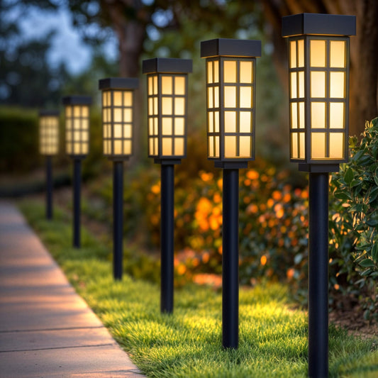 Rynx | 8 Pack Solar Path Lights, LED Solar Lights Outdoor, IP65 Waterproof Outdoor Solar Lights For Garden, Auto On/Off Solar Path