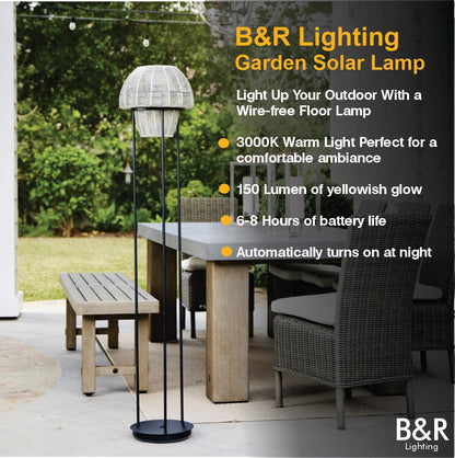 Rynx | Generic Outdoor Floor Lamp - Waterproof Wireless Garden Lighting - Rattan Design, Black