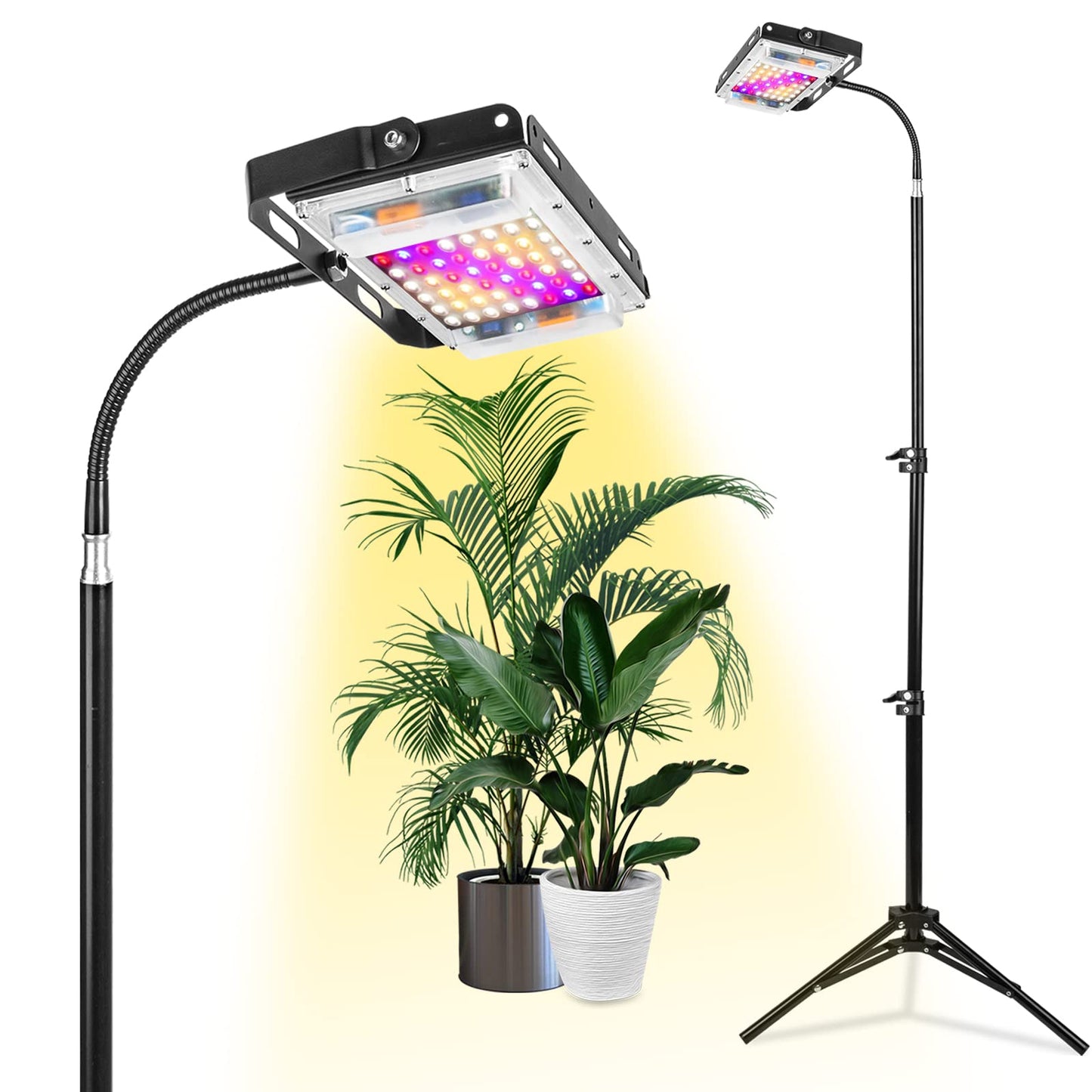 Rynx | Lordem Plant Growth Light With Stand, 150W Full Spectrum Plant Lamp For Seedlings Indoor Plants, Led Standing Floor Grow Light With On/Off Switch, Adjustable Stand 18-47 Inches
