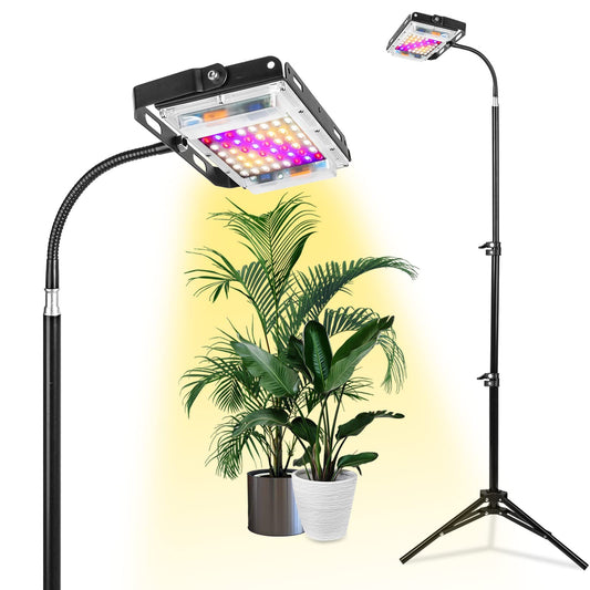 Rynx | Lordem Plant Growth Light With Stand, 150W Full Spectrum Plant Lamp For Seedlings Indoor Plants, Led Standing Floor Grow Light With On/Off Switch, Adjustable Stand 18-47 Inches