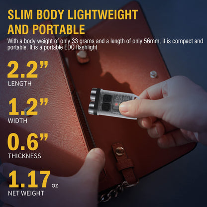 Rynx | Boruit V3 Mini Keychain Flashlight, 900Lm Usb-C Rechargeable, Waterproof, 12 Modes, Stainless Steel