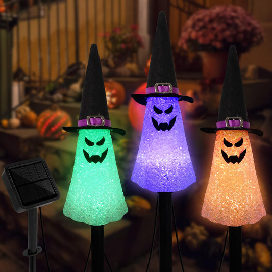 Rynx | Lightshine 3Pcs Ghost Sun Halloween Decorations, Sun Landscape Path Lights, Sun Halloween Garden Stakes Lights, Outdoor Halloween Light Decor For Garden, Patio, Veranda (Orange+Purple+Green)