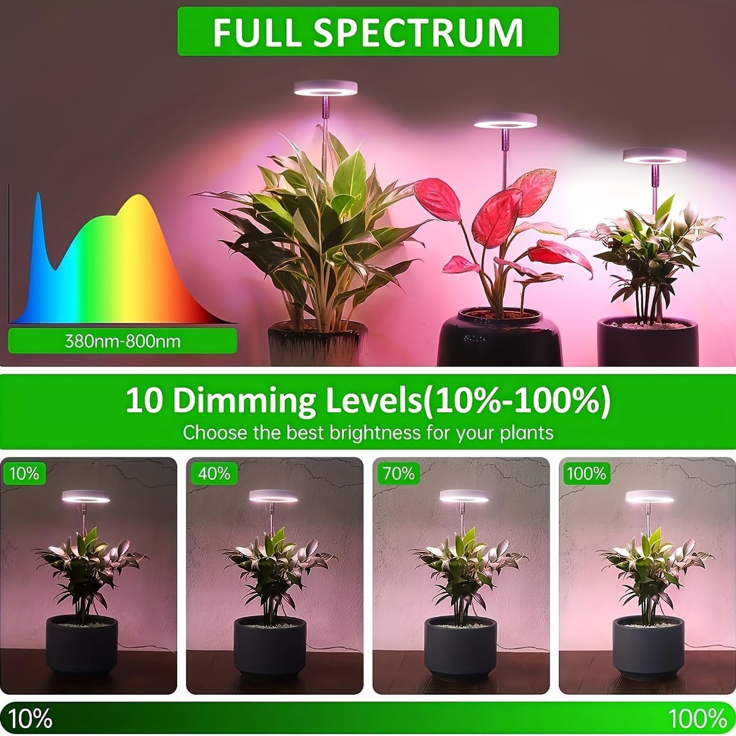 Rynx | Ej'S Supercar LED grow light for indoor plants, full spectrum, timer, 3-pack, adjustable