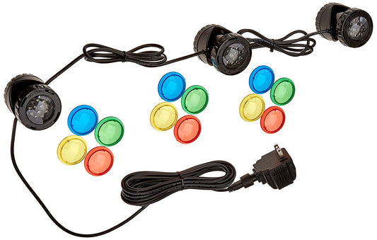 Rynx | Jebao Submersible Led Pond Light Set Of 3 - Red & White, Ideal For Garden & Landscape Lighting