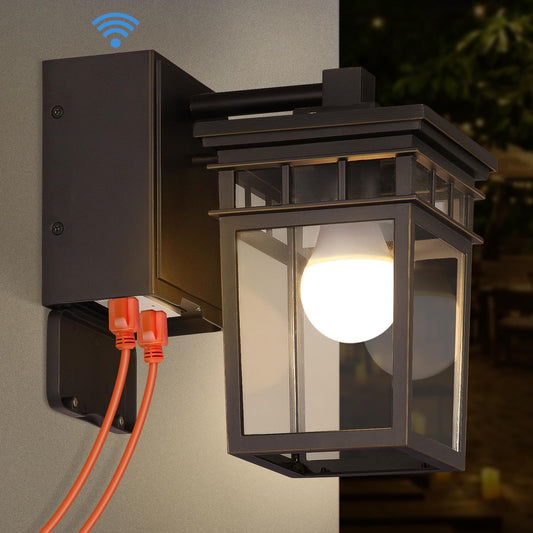 Rynx | Fandbo Dusk To Dawn Poor Light With Gfci Outlet, Waterproof Aluminum, Bulb Included, Oil-Rubbed Bronze