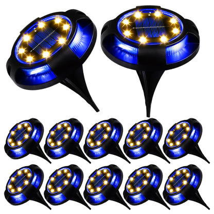 Rynx | K.E.J. Solar ground lights 12 pcs - Waterproof recessed landscape lighting for garden and walkway