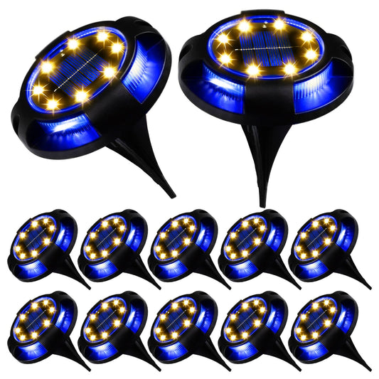 Rynx | K.E.J. Solar ground lights 12 pcs - Waterproof recessed landscape lighting for garden and walkway