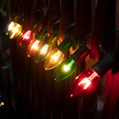 Rynx | Minetom C9 String Light 100Ft Multicolored Outdoor Christmas Lights Green Wire E17 Base