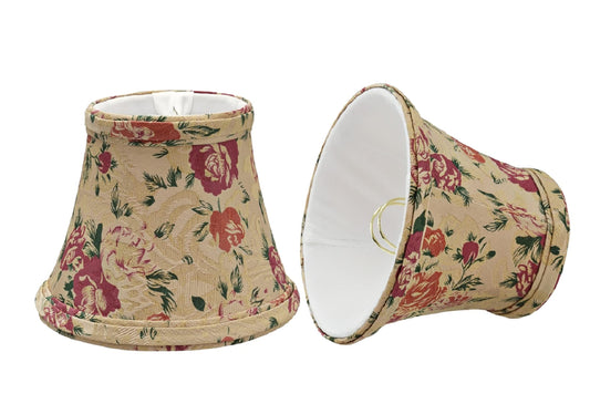 Rynx | Aspen Creative 30005-2A, Bell Clip-On Candelabra Lampshade, Floral Print, 3" Top X 5" Bottom X 4" Slant Height, Set of 2