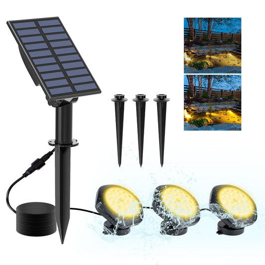 Rynx | Crepow Solar Pond Lights, 18 Led Super Bright Underwater Spotlights Led Submersible Pond Lights Ip68 Waterproof Fountain Lights For Fish Aquarium Tank Garden Patio Pool Decor Warm White (3-in-1)