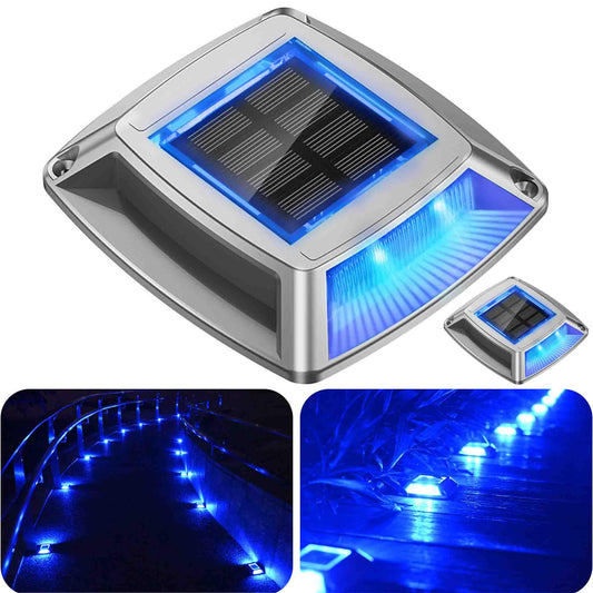 Rynx | Sunflickt Solar Driveway Lights 2-Pack - 4 Led Ip68 Waterproof Marine Solar Dock Lights | Solar-Powered Safety Markers For Path