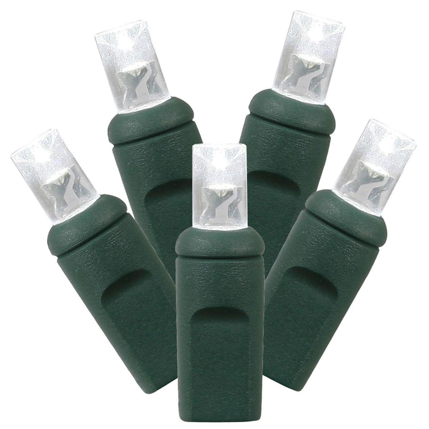 Rynx | 100 Pure White Wide Angle LED Light on Green Wire, 50' Christmas Simple Mold Light Wood