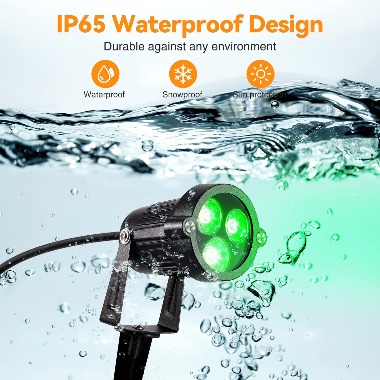 Rynx | Lemonbest® 2 Pack Outdoor Led Landscape Lights - Green Waterproof Garden Spotlights