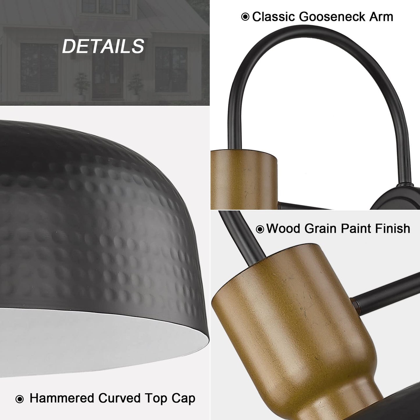 Rynx | Luminzone Gooseneck Barn Light - Black Vintage Wall Lamp, 2 Pack for Outdoor Use