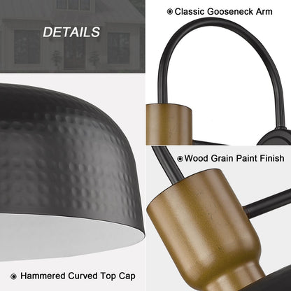 Rynx | Luminzone Gooseneck Barn Light - Black Vintage Wall Lamp, 2 Pack for Outdoor Use