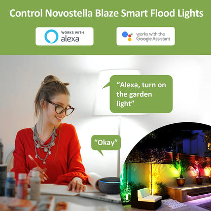 Rynx | Novostella 80W Rgb Smart Led Floodlight, Wifi Dimmable, Ip66 Waterproof, Compatible With Alexa