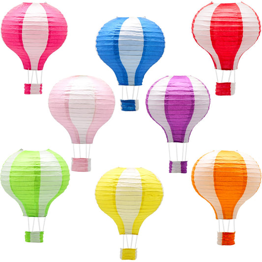 Rynx | Hanging Hot Air Balloon Paper Lanterns Set, Party Decoration Birthday Wedding Christmas Party Decoration Gift, 12 Inches, Pack of 8 Pieces