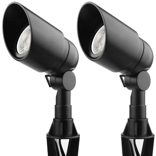 Rynx | Lasdise Landscape Lighting 12V 5W Led Landscape Spotlights Cast Aluminium Waterproof Outdoor Low Voltage 450 Lumen Warm White For Garden, Lawn, Veranda, Patio And Yard (2 Pack, Black)
