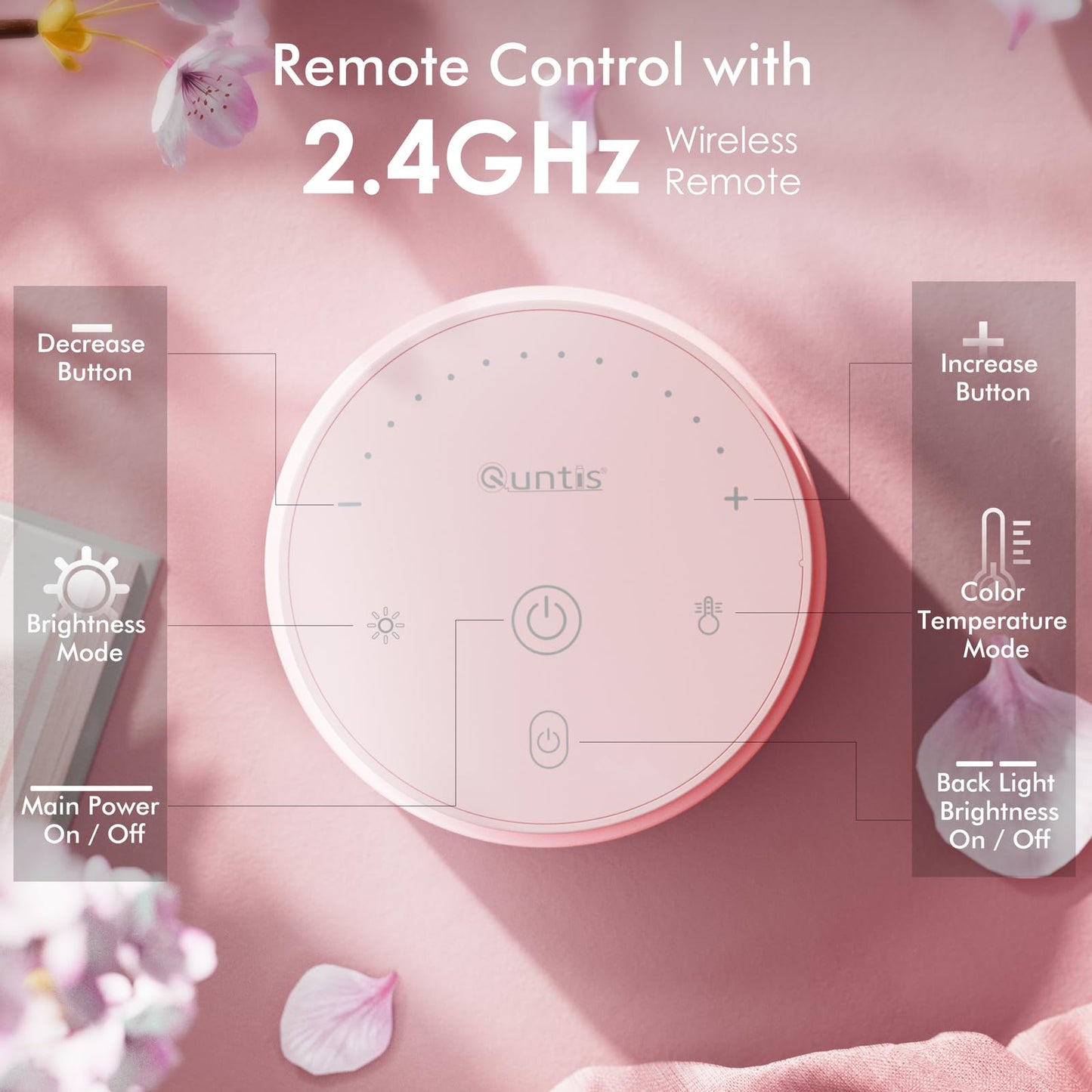 Rynx | Quntis Pink Monitor Light Bar With Remote Control, Eye Care Dimming Desk Lamp For Home Office & Gaming