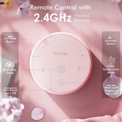 Rynx | Quntis Pink Monitor Light Bar With Remote Control, Eye Care Dimming Desk Lamp For Home Office & Gaming