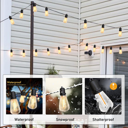 Rynx | Konictom 25Ft Led Outdoor Light Sources, 13 Warm White Socketed Bulbs For Patio & Garden Decor