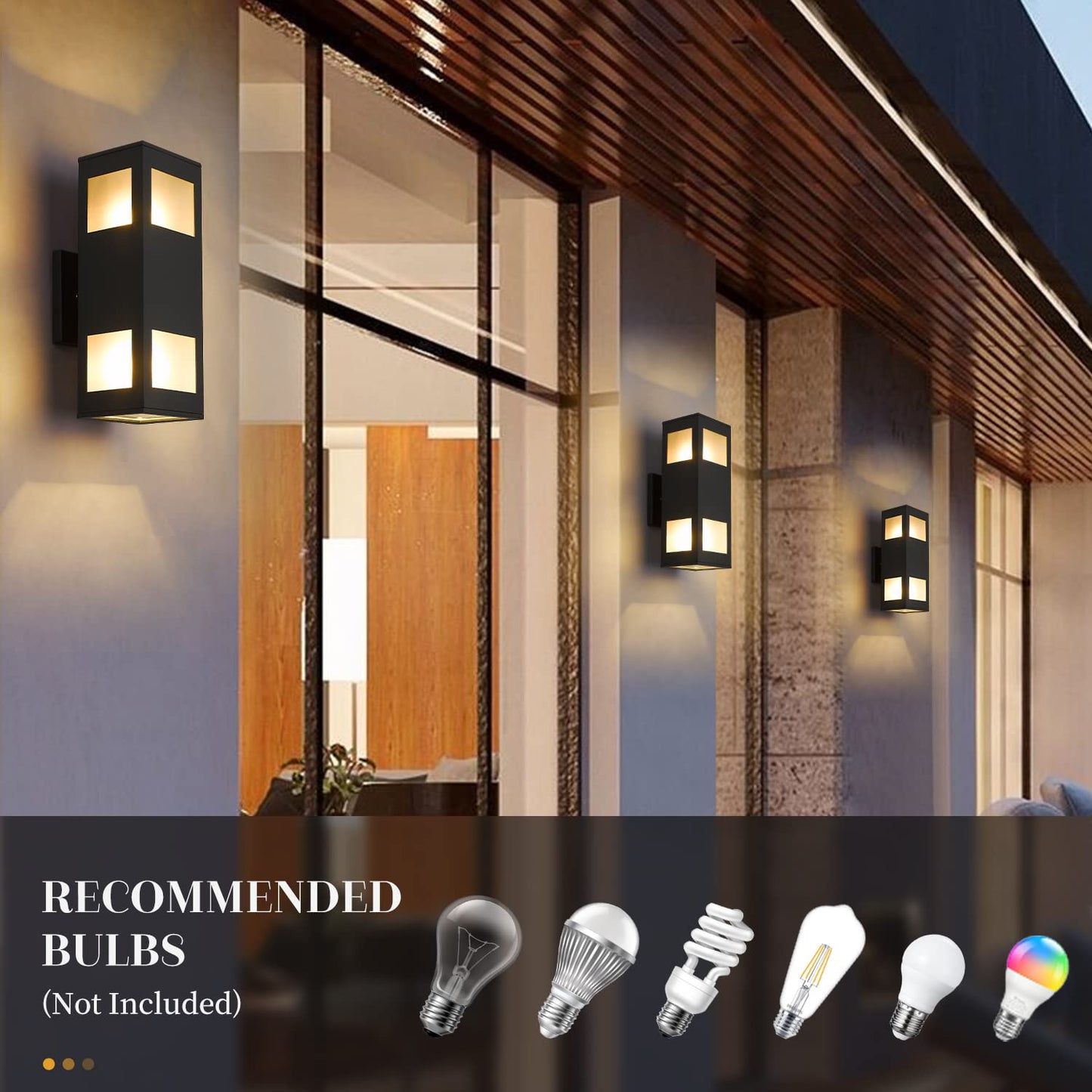 Rynx | Harriet Modern Outdoor Wall Lamps - Waterproof Up/Down Wall Light, Matte Black Finish