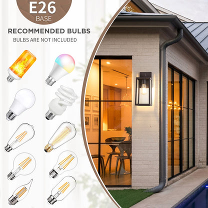 Rynx | Maxvolador Outdoor Wall Lamp - Waterproof Dark Chocolate Lantern, E26 Patio Light, 2 Pack